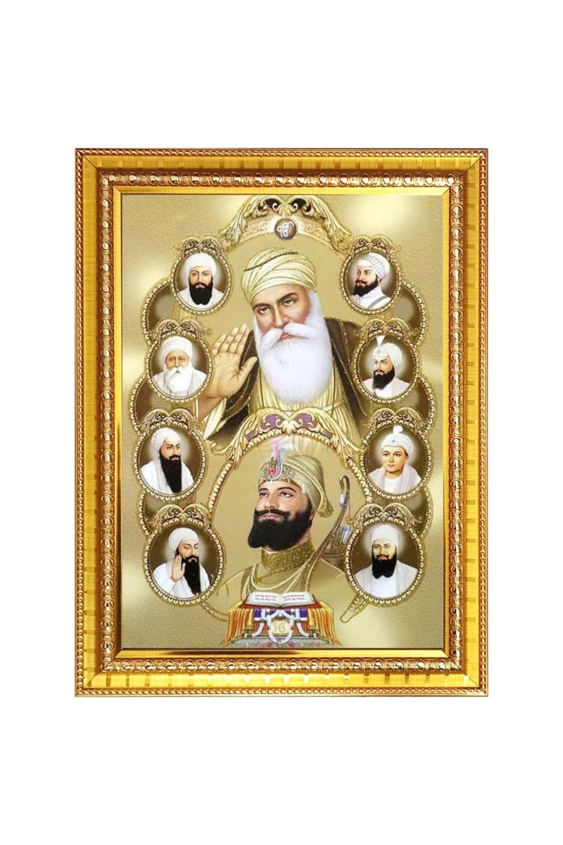 Guru Gobind singh Photo Frame  10x14 Inches-Brown Wooden Frame for Home , Office & Temple Decoration and Gifting
