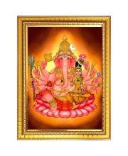 Maha ganapathi Photo Frame  10x14 Inches-Brown Wooden Frame for Home , Office & Temple Decoration and Gifting