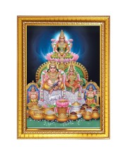 Goddess kubera lakshmi Photo Frame  10x14 Inches-Brown Wooden Frame for Home , Office & Temple Decoration and Gifting