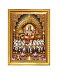 Lord surya dev Photo Frame  10x14 Inches-Brown Wooden Frame for Home , Office & Temple Decoration and Gifting