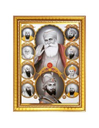 Guru Gobind singh Photo Frame  10x14 Inches-Brown Wooden Frame for Home , Office & Temple Decoration and Gifting