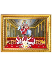 Sheetala Saptami Photo Frame  10x14 Inches-Brown Wooden Frame for Home , Office & Temple Decoration and Gifting