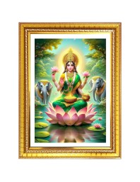 Maha laxmi matha Photo Frame  10x14 Inches-Brown Wooden Frame for Home , Office & Temple Decoration and Gifting