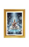Maa saraswati matha Photo Frame  10x14 Inches-Brown Wooden Frame for Home , Office & Temple Decoration and Gifting