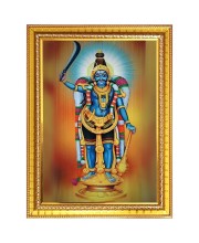 God Karuppusamy Photo Frame  10x14 Inches-Brown Wooden Frame for Home , Office & Temple Decoration and Gifting