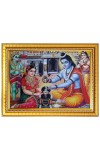 Ram Sita Worshiping Shiva Lingam  Photo Frame  10x14 Inches-Brown Wooden Frame for Home , Office & Temple Decoration and Gifting
