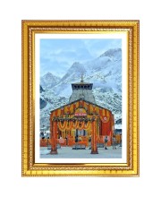 Shri Kedarnath Jyotirlinga Photo Frame  10x14 Inches-Brown Wooden Frame for Home , Office & Temple Decoration and Gifting