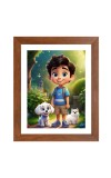 AI Funny AI Funny Boy With Cute Dog  Art Picture for Kids Art Picture for Kids - 10x14 inches, Brown Color - Perfect Wall Decor for Children's Room