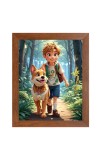 AI Funny AI Funny Boy With Cute Dog  Art Picture for Kids Art Picture for Kids - 10x14 inches, Brown Color - Perfect Wall Decor for Children's Room