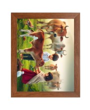 AI Funny AI Funny Boy with Cow Art Picture for Kids Art Picture for Kids - 10x14 inches, Brown Color - Perfect Wall Decor for Children's Room
