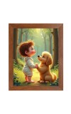 AI Funny AI Funny Boy with Cute Dog  Art Picture for Kids Art Picture for Kids - 10x14 inches, Brown Color - Perfect Wall Decor for Children's Room