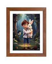 AI Funny AI Funny Boy With Squirrel Art Picture for Kids Art Picture for Kids - 10x14 inches, Brown Color - Perfect Wall Decor for Children's Room