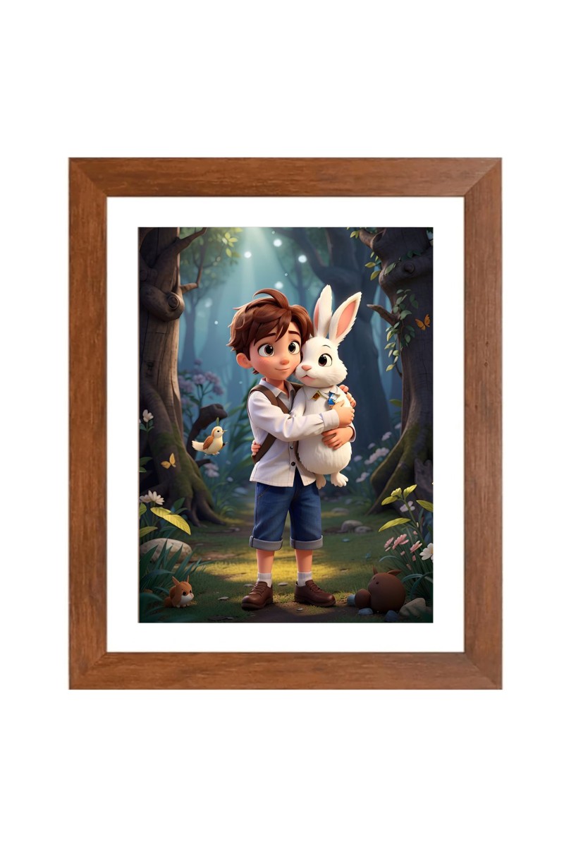 AI Funny AI Funny Boy With Squirrel Art Picture for Kids Art Picture for Kids - 10x14 inches, Brown Color - Perfect Wall Decor for Children's Room