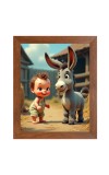 AI Funny AI Funny Boy with Gadha  Art Picture for Kids Art Picture for Kids - 10x14 inches, Brown Color - Perfect Wall Decor for Children's Room