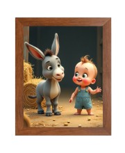 AI Funny AI Funny Boy with Gadha  Art Picture for Kids Art Picture for Kids - 10x14 inches, Brown Color - Perfect Wall Decor for Children's Room