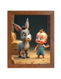 AI Funny AI Funny Boy with Gadha  Art Picture for Kids Art Picture for Kids - 10x14 inches, Brown Color - Perfect Wall Decor for Children's Room