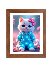 AI Funny AI Funny Cute Kitty Cat  Art Picture for Kids Art Picture for Kids - 10x14 inches, Brown Color - Perfect Wall Decor for Children's Room