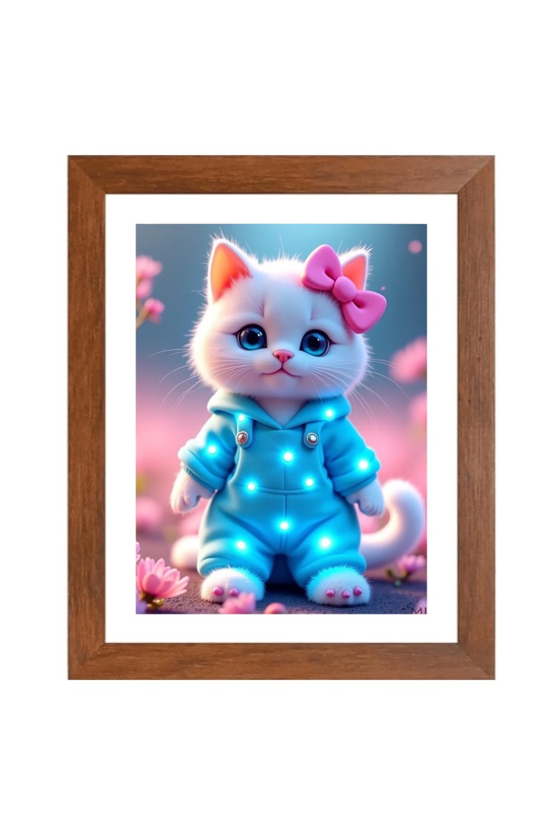 AI Funny AI Funny Cute Kitty Cat  Art Picture for Kids Art Picture for Kids - 10x14 inches, Brown Color - Perfect Wall Decor for Children's Room