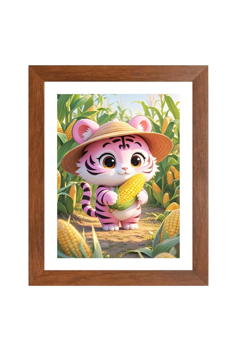 AI Funny AI Funny Cute Baby Tiger Art Picture for Kids Art Picture for Kids - 10x14 inches, Brown Color - Perfect Wall Decor for Children's Room