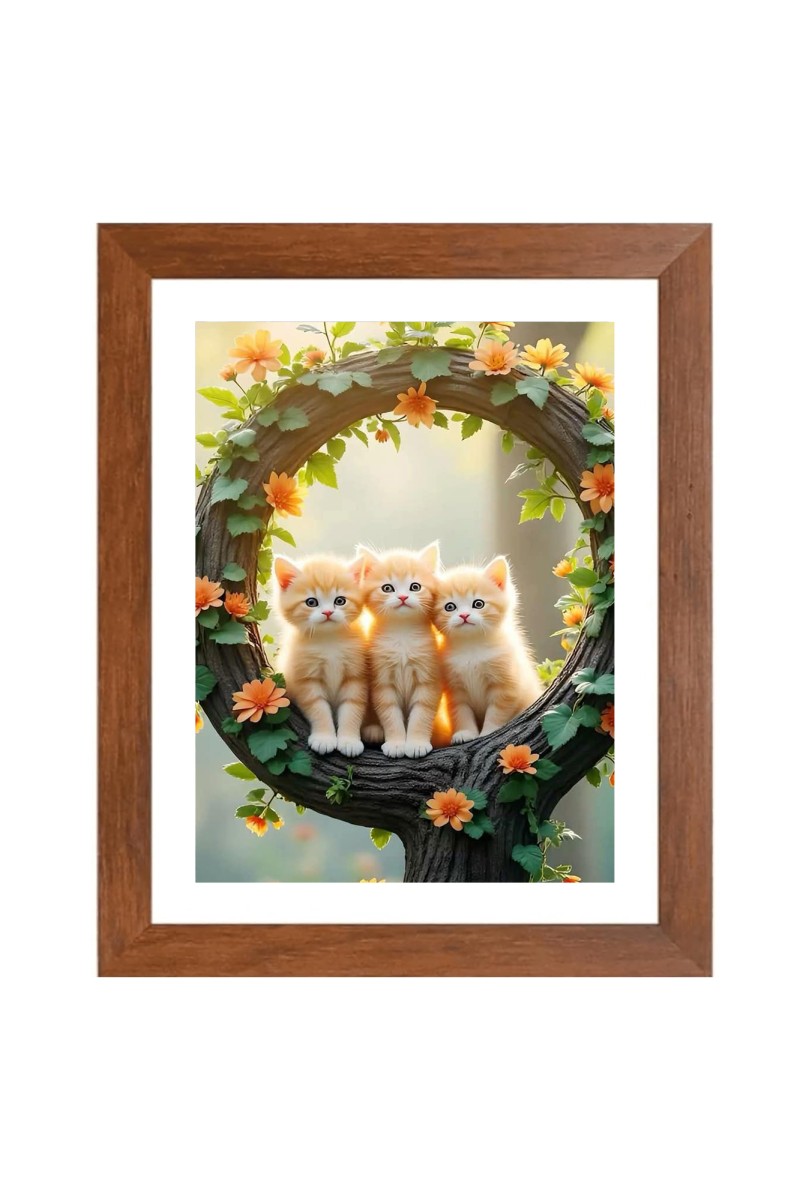 AI Funny AI Funny Cute Cat  Art Picture for Kids Art Picture for Kids - 10x14 inches, Brown Color - Perfect Wall Decor for Children's Room