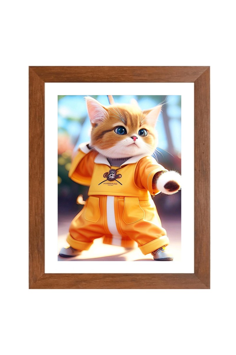 AI Funny AI Funny Cute Cat  Art Picture for Kids Art Picture for Kids - 10x14 inches, Brown Color - Perfect Wall Decor for Children's Room