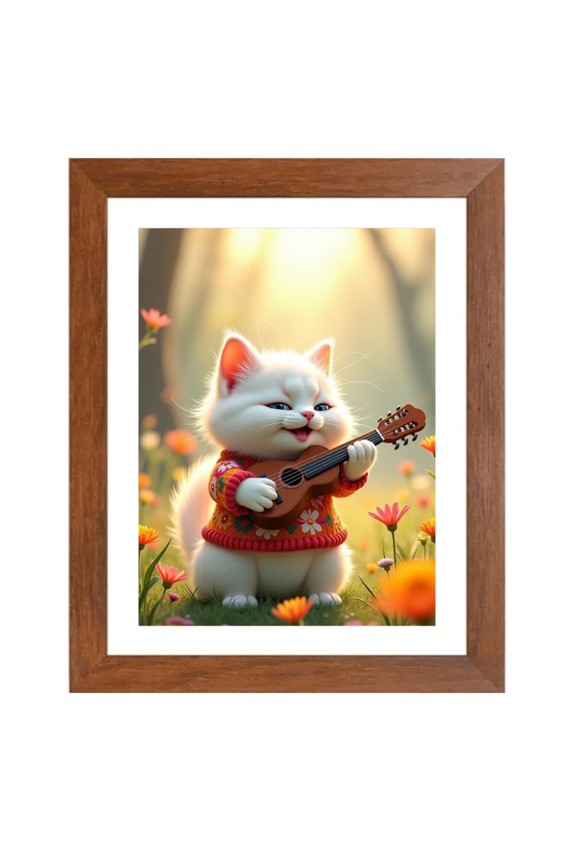 AI Funny AI Funny Cute Cat  Art Picture for Kids Art Picture for Kids - 10x14 inches, Brown Color - Perfect Wall Decor for Children's Room