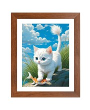 AI Funny AI Funny Cute Cat  Art Picture for Kids Art Picture for Kids - 10x14 inches, Brown Color - Perfect Wall Decor for Children's Room