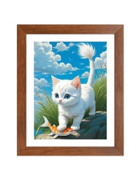 AI Funny AI Funny Cute Cat  Art Picture for Kids Art Picture for Kids - 10x14 inches, Brown Color - Perfect Wall Decor for Children's Room