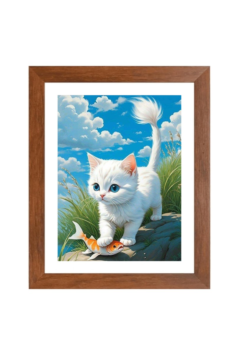 AI Funny AI Funny Cute Cat  Art Picture for Kids Art Picture for Kids - 10x14 inches, Brown Color - Perfect Wall Decor for Children's Room