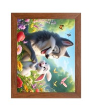 AI Funny AI Funny Cute Dog and Rabbit Art Picture for Kids Art Picture for Kids - 10x14 inches, Brown Color - Perfect Wall Decor for Children's Room