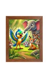 AI Funny AI Funny Cute Elephant, Rabbit With Birds Art Picture for Kids Art Picture for Kids - 10x14 inches, Brown Color - Perfect Wall Decor for Children's Room