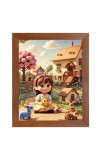AI Funny AI Funny Cute Girls with Toy Art Picture for Kids Art Picture for Kids - 10x14 inches, Brown Color - Perfect Wall Decor for Children's Room