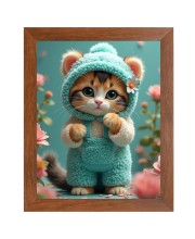 AI Funny AI Funny Cute Kitty Cat  Art Picture for Kids Art Picture for Kids - 10x14 inches, Brown Color - Perfect Wall Decor for Children's Room