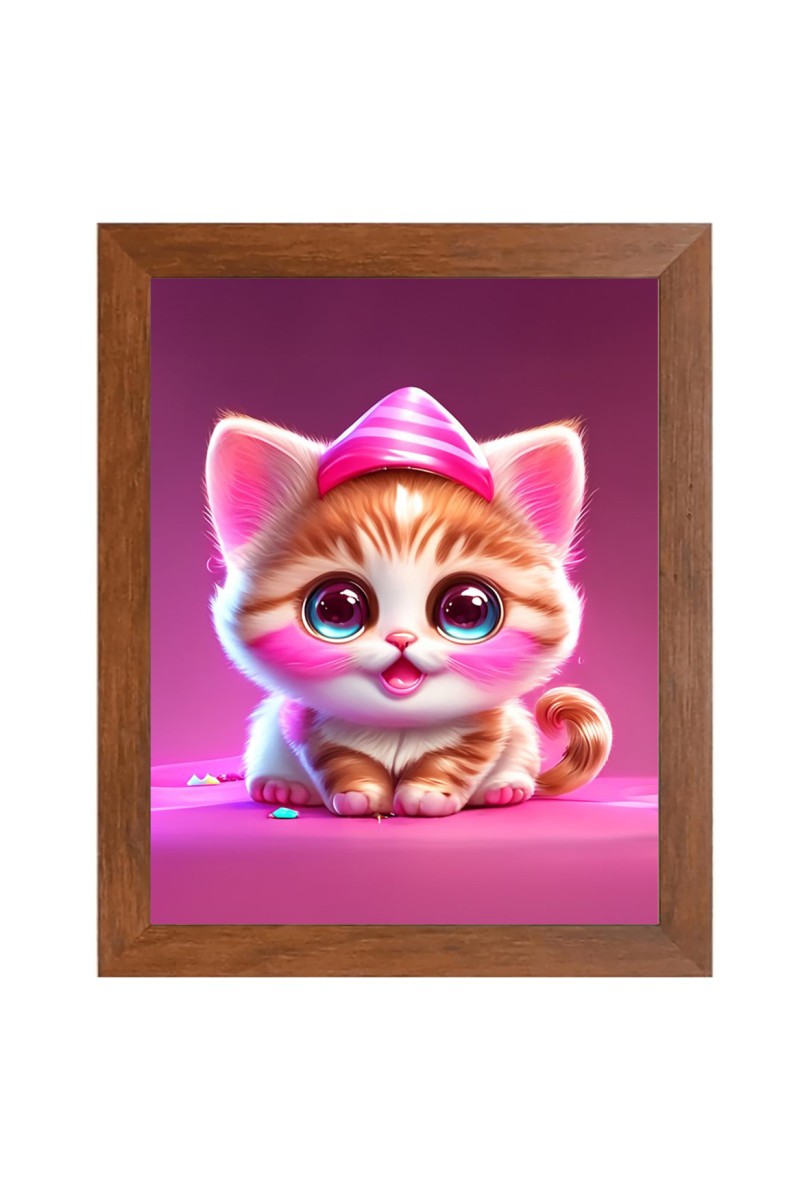 AI Funny AI Funny Cute Kitty Cat  Art Picture for Kids Art Picture for Kids - 10x14 inches, Brown Color - Perfect Wall Decor for Children's Room