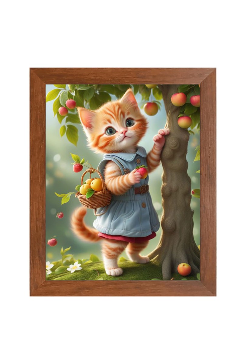 AI Funny AI Funny Cute Kitty Cat  Art Picture for Kids Art Picture for Kids - 10x14 inches, Brown Color - Perfect Wall Decor for Children's Room