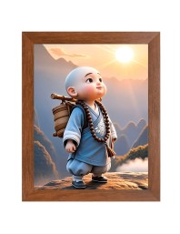 AI Funny AI Funny cute monk boy Art Picture for Kids Art Picture for Kids - 10x14 inches, Brown Color - Perfect Wall Decor for Children's Room