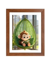 AI Funny AI Funny Cute Monkey Art Picture for Kids Art Picture for Kids - 10x14 inches, Brown Color - Perfect Wall Decor for Children's Room