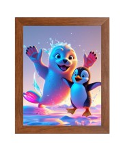 AI Funny AI Funny Cute Penguin  Art Picture for Kids Art Picture for Kids - 10x14 inches, Brown Color - Perfect Wall Decor for Children's Room