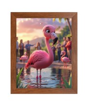 AI Funny AI Funny Flamingo  Art Picture for Kids Art Picture for Kids - 10x14 inches, Brown Color - Perfect Wall Decor for Children's Room