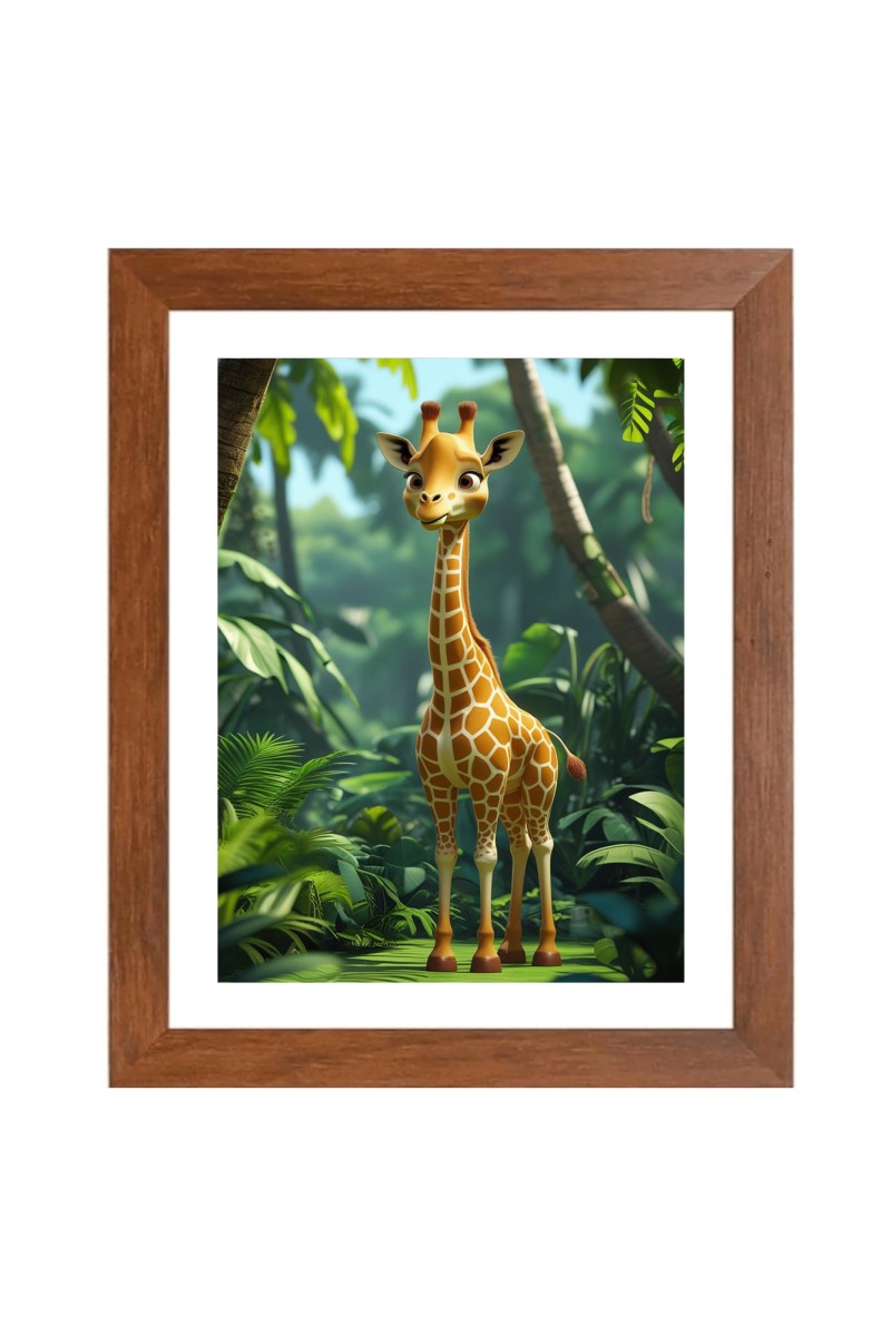 AI Funny AI Funny Giraffe  Art Picture for Kids Art Picture for Kids - 10x14 inches, Brown Color - Perfect Wall Decor for Children's Room