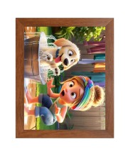 AI Funny AI Funny Girl with Dog Art Picture for Kids Art Picture for Kids - 10x14 inches, Brown Color - Perfect Wall Decor for Children's Room