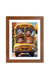 AI Funny AI Funny Kids With School Bus Art Picture for Kids Art Picture for Kids - 10x14 inches, Brown Color - Perfect Wall Decor for Children's Room