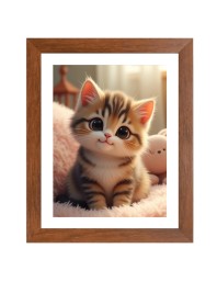 AI Funny AI Funny Cute Kitty Cat  Art Picture for Kids Art Picture for Kids - 10x14 inches, Brown Color - Perfect Wall Decor for Children's Room