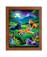 AI Funny AI Funny Lion and Tiger Art Picture for Kids Art Picture for Kids - 10x14 inches, Brown Color - Perfect Wall Decor for Children's Room