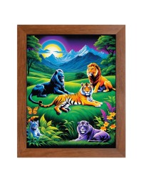 AI Funny AI Funny Lion and Tiger Art Picture for Kids Art Picture for Kids - 10x14 inches, Brown Color - Perfect Wall Decor for Children's Room
