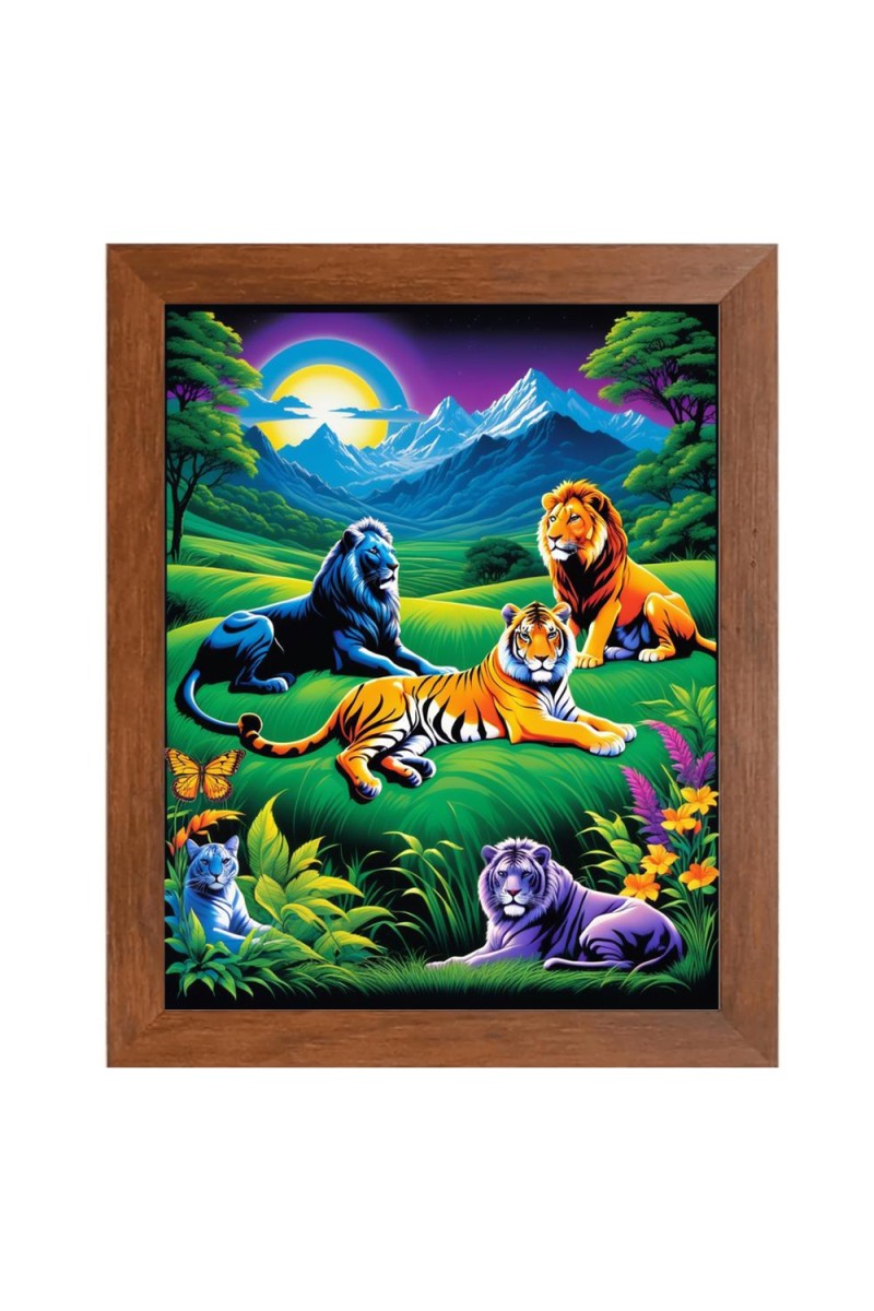 AI Funny AI Funny Lion and Tiger Art Picture for Kids Art Picture for Kids - 10x14 inches, Brown Color - Perfect Wall Decor for Children's Room
