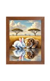 AI Funny AI Funny Lion with Squirrel Art Picture for Kids Art Picture for Kids - 10x14 inches, Brown Color - Perfect Wall Decor for Children's Room