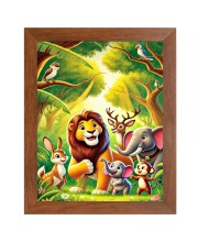 AI Funny AI Funny Lion, Elephant, Birds Art Picture for Kids Art Picture for Kids - 10x14 inches, Brown Color - Perfect Wall Decor for Children's Room