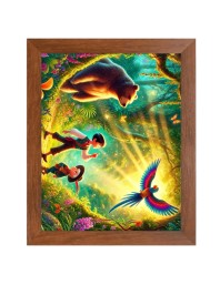 AI Funny AI Funny Polar bear with kid  Art Picture for Kids Art Picture for Kids - 10x14 inches, Brown Color - Perfect Wall Decor for Children's Room