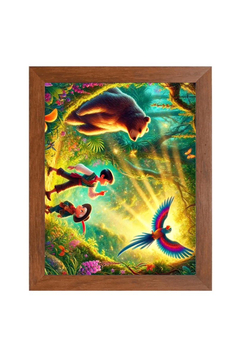 AI Funny AI Funny Polar bear with kid  Art Picture for Kids Art Picture for Kids - 10x14 inches, Brown Color - Perfect Wall Decor for Children's Room